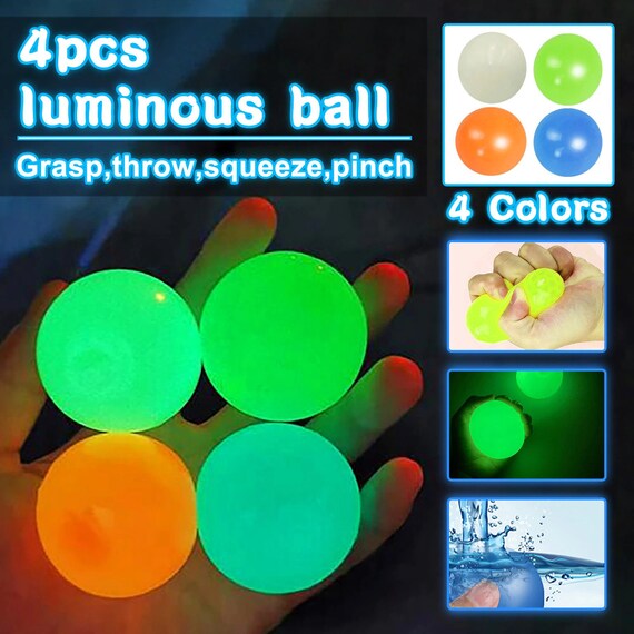 Stress Relief Glow Sticky Ceiling Balls for Family Game,2.25,4pcs