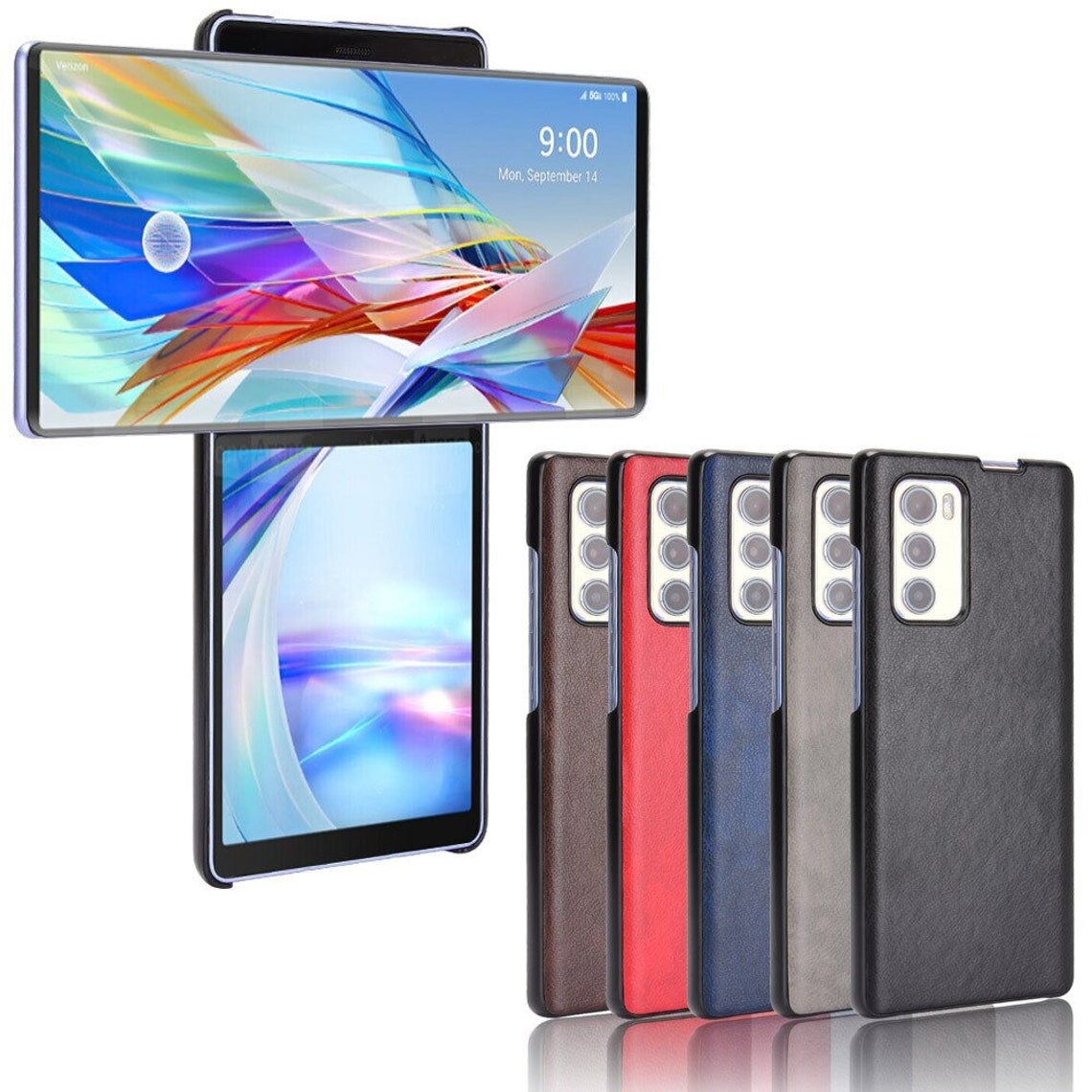 LG Wing Case Luxury PU Leather Hard Back Cover Protective Etsy