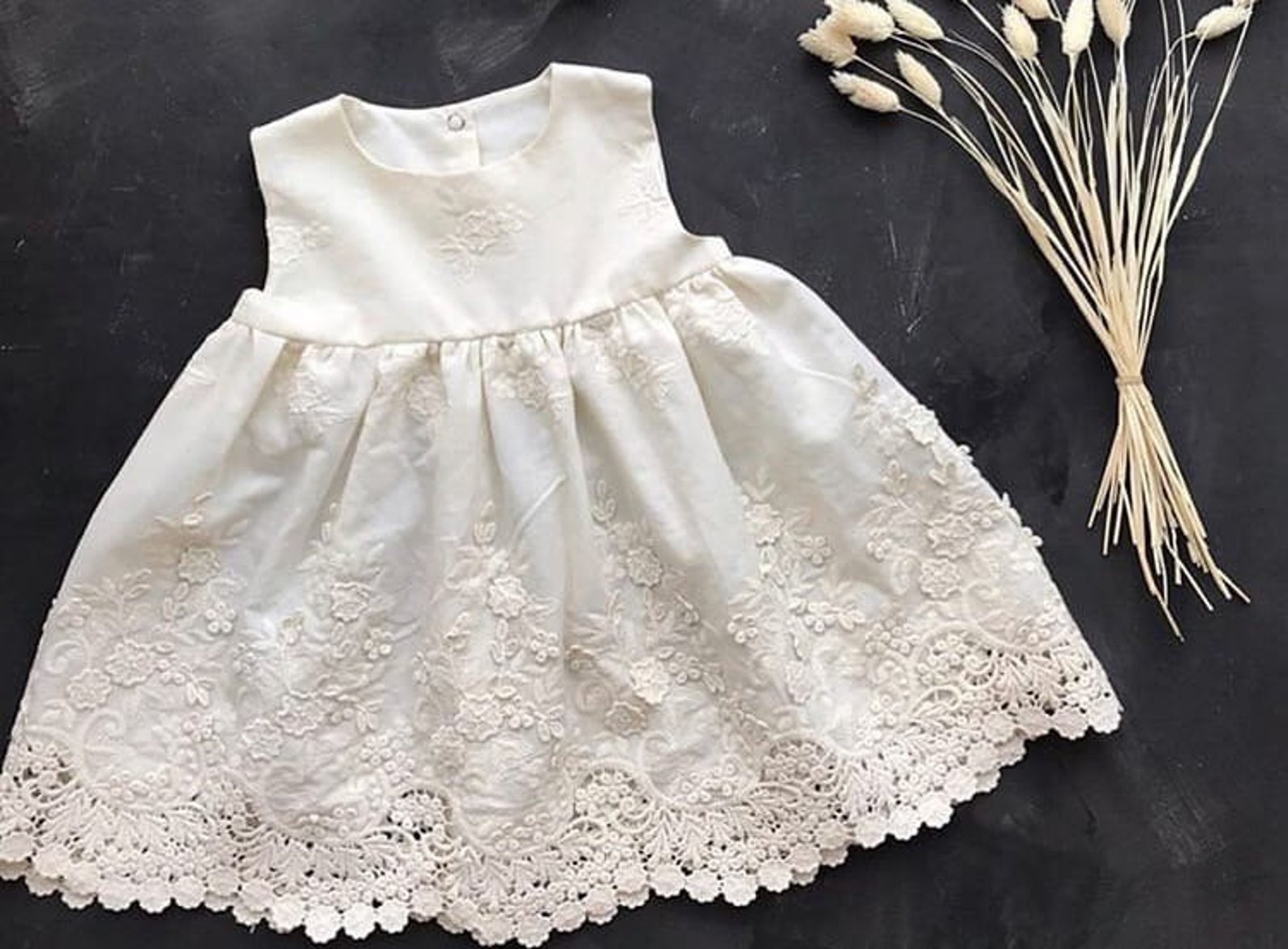 Off white Lace Flower Girl DressWhite Flower Girl DressWhite Etsy