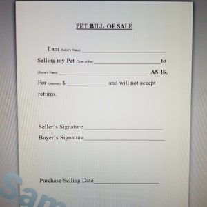 Pet Bill of Sale, Bill of sale, Animal, Livestock bill of sale