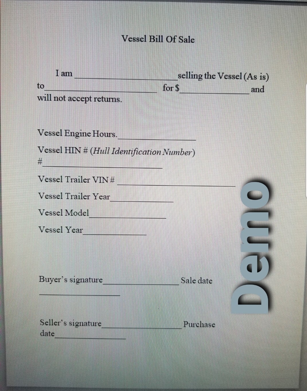 vessel boat bill of sale etsy canada