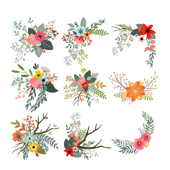 Watercolor Flowers flower Pngfloral Printablewedding Etsy