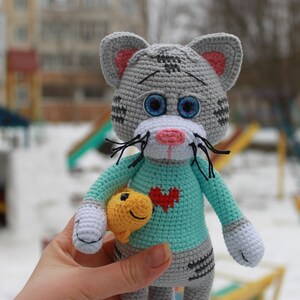 Сat toy, friendship gift, easter figurine,eco toys, godfather gift, miss you gift, soft sculpture doll 1 year old boy gift,