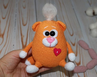 Hand crochet Cat, Amigurumi toys, Stuffed animals, Handmade, Organic, 100% Cotton toy, Kids safe, Montessori toy, Cat, Doll cat toy baby