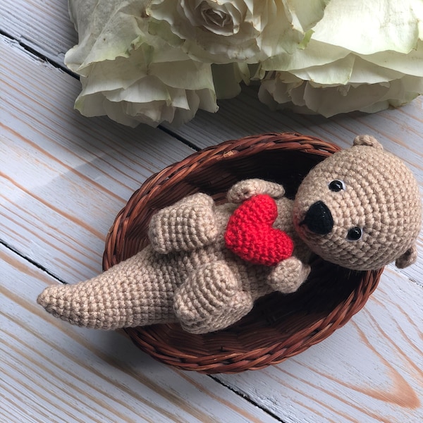 Otter gift is baby boy toy, newborn baby toy for twin boys gift, river otter baby toy for first birthday gift