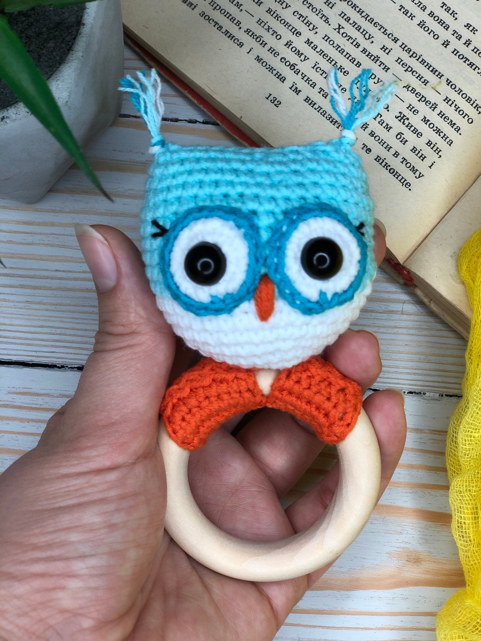 Owl baby rattle eco toys Etsy