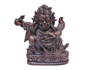 12 CM Height, Mahakala Panjaranatha, Mahakala 2 Arms, Buddhist Statue, Chocolate Oxidized