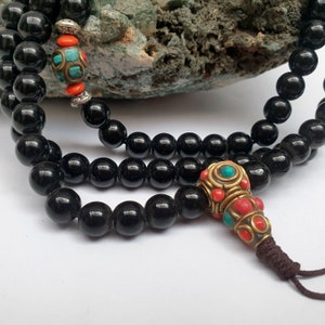 8mm, 108, Echter Onyx, Stein Gebetskette Mala Bild 4