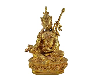 5.5" Inches, Buddhist Statue of Padmasambhava Full Gold Plated