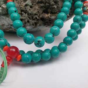 8mm, 108, Real Turquoise, Stone Prayer Bead Mala image 4