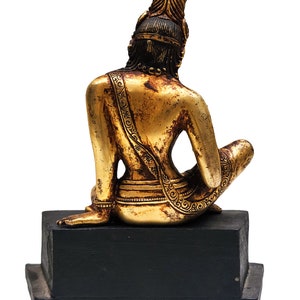 8 Inches, Sri Lankan Bodhisattva, Buddhist Handmade Statue, Antique Finishing, Gold Plated image 3