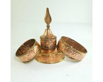 4 inch, Ratana Mandala, Copper Handmade Tibetan Buddhist Ritual Item, Basic Quality, Small Size