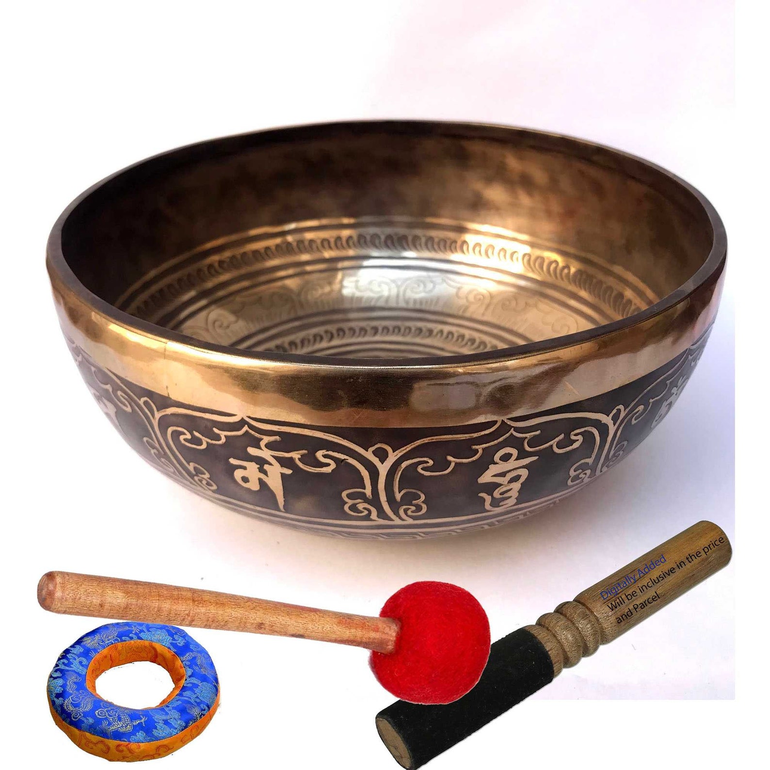 Handbeaten Bronze Singing Bowl with Etchin Carving Etsy