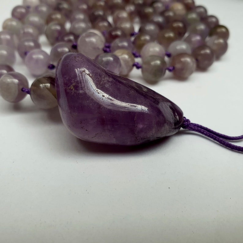 8mm, 108 beads, Real Amethyst, Stone Prayer Bead Mala image 2