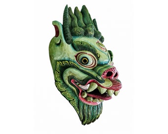7 inch, Dragon Mask, Handmade Wooden Mask, Painted, High Quality, Dragon