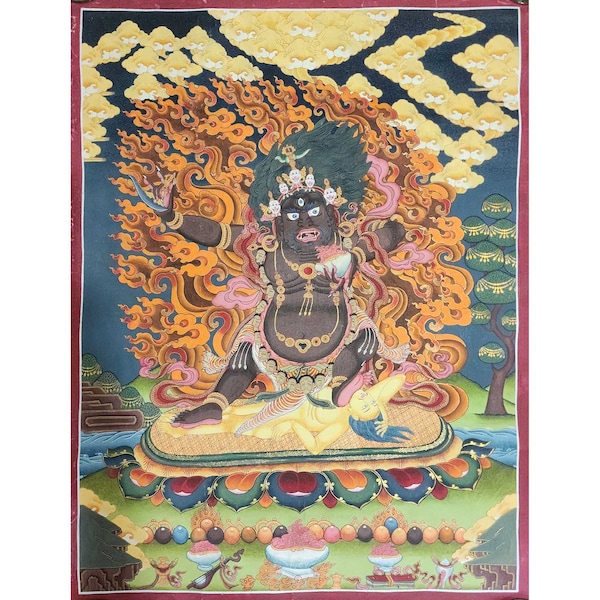 24 inch, Vajrapani, Buddhist Traditional Painting, Hand Painted, Rare Find, Old Stock Thangka