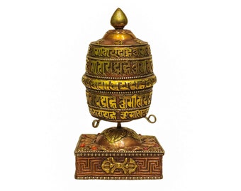 10 CM Height, Table Top Prayer Wheel, Buddhist Handmade Prayer Wheel, Mantra Inside