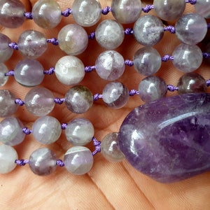 8mm, 108 beads, Real Amethyst, Stone Prayer Bead Mala image 3