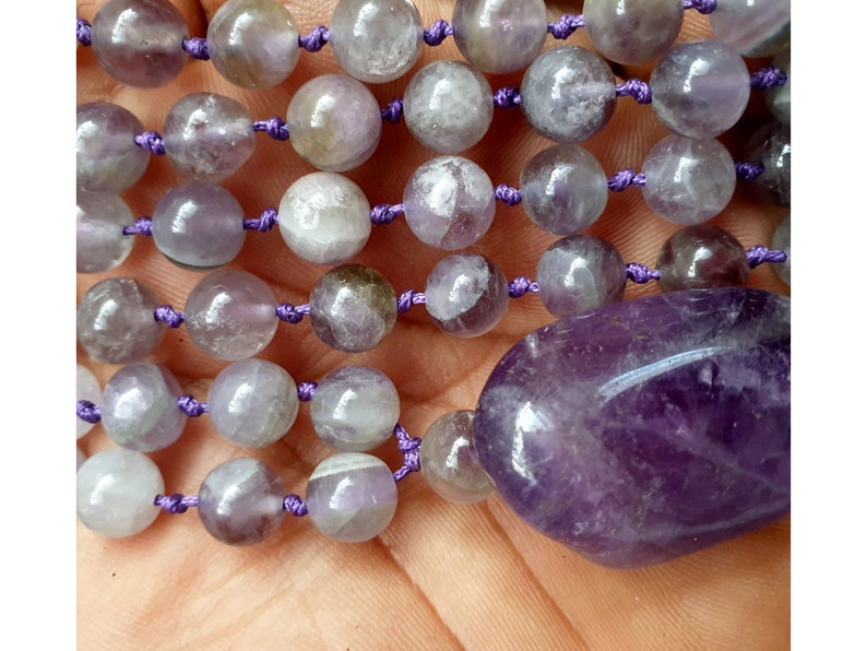 8mm, 108 beads, Real Amethyst, Stone Prayer Bead Mala image 3