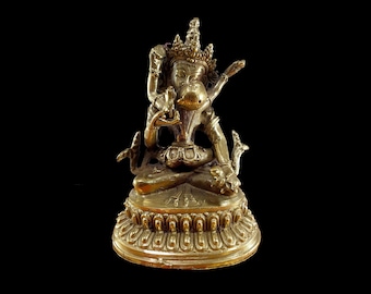 4" Inches, Buddhist Statue of Vajrasattva with Consort Shakti, Glossy, Free Patina Finishing, Choice of Material