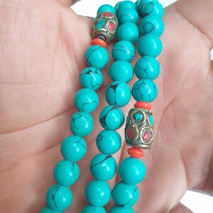 8mm, 108, Real Turquoise, Stone Prayer Bead Mala image 2