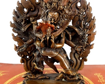 Buddhist Statue of Vajrakilaya , Chocolate Oxidized