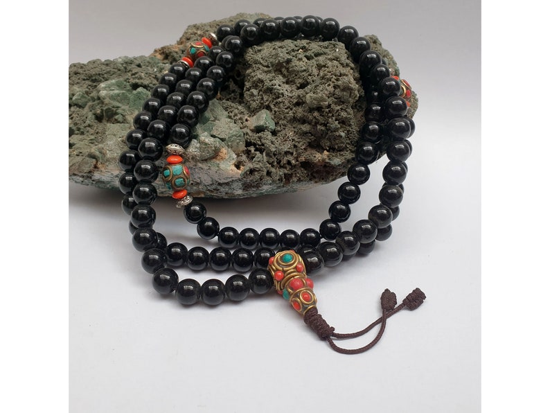 8mm, 108, Echter Onyx, Stein Gebetskette Mala Bild 1