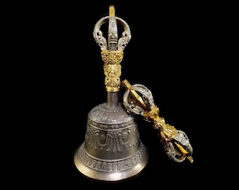 Super hochwertige Glocke und Dorje Vajra, vergoldete Bronze, Spezialanfertigung in Dehradun
