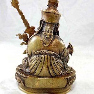 11.5 Cm, Padmasambhava Copper Miniature Statue HQ, Hand Detailed image 5