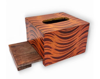 Wooden Serviette Napkin Holder Or Tissue pop up Box, Painted, Brown