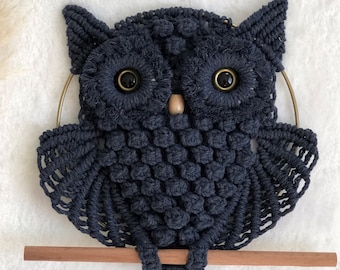 Owl Macrame Wall Hanging, Macrame Owl Home Decor