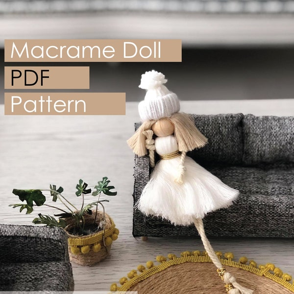 Doll Macrame PDF Pattern, Beginner Friendly, Easy, DIY Macrame Wall Hanging, Macrame Manual, christmas diy gift , Makramee Tutorial