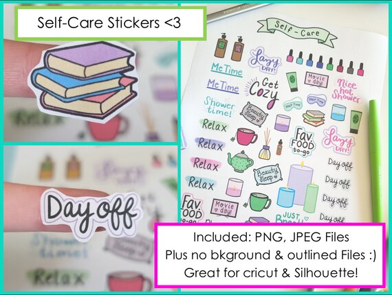 Self-care Stickers Printable Stickers Pre-cropped Stickers | Etsy