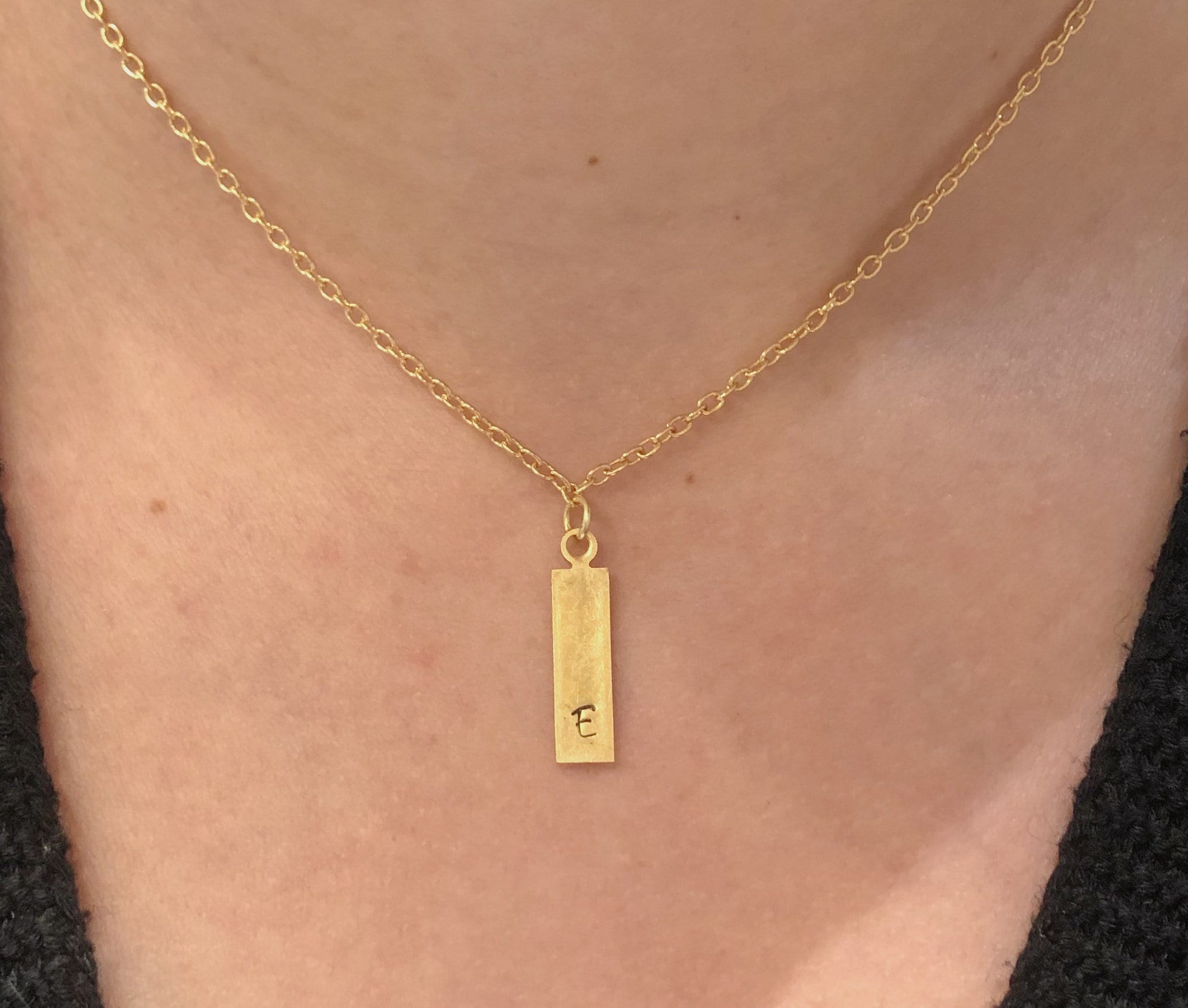 Customizable Gold Bar Pendant Necklace Etsy