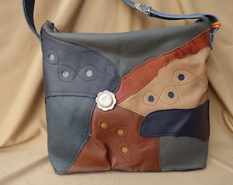 Shoulder bag Laura grey brown blue
