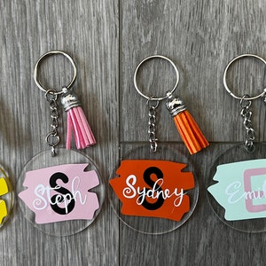Personalized keychains|keychains|personalized gifts|acrylic keychains|handmade|colours|tassel