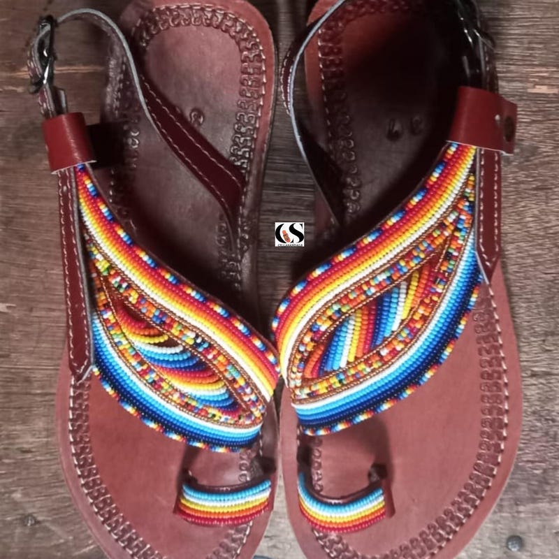 Floral Beadwork Seven Clans White Flip Flops