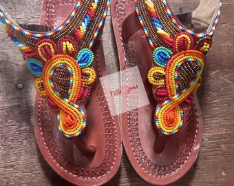 Kids African Girls Beaded Sandals, Masai sandals, Sandals For Girls, Sandals for kids,Maasai sandals,Lace sandals,Christmas Gift For Her