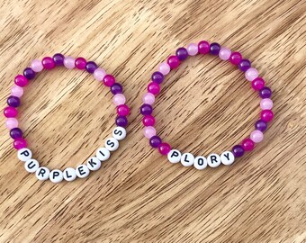 PurpleKiss Bracelet-Kpop Bracelet-Customized Purplekiss Bracelet-Kpop Themed Bead Bracelets-Korean Pop Name Bracelet-Plory Bracelet Kpop