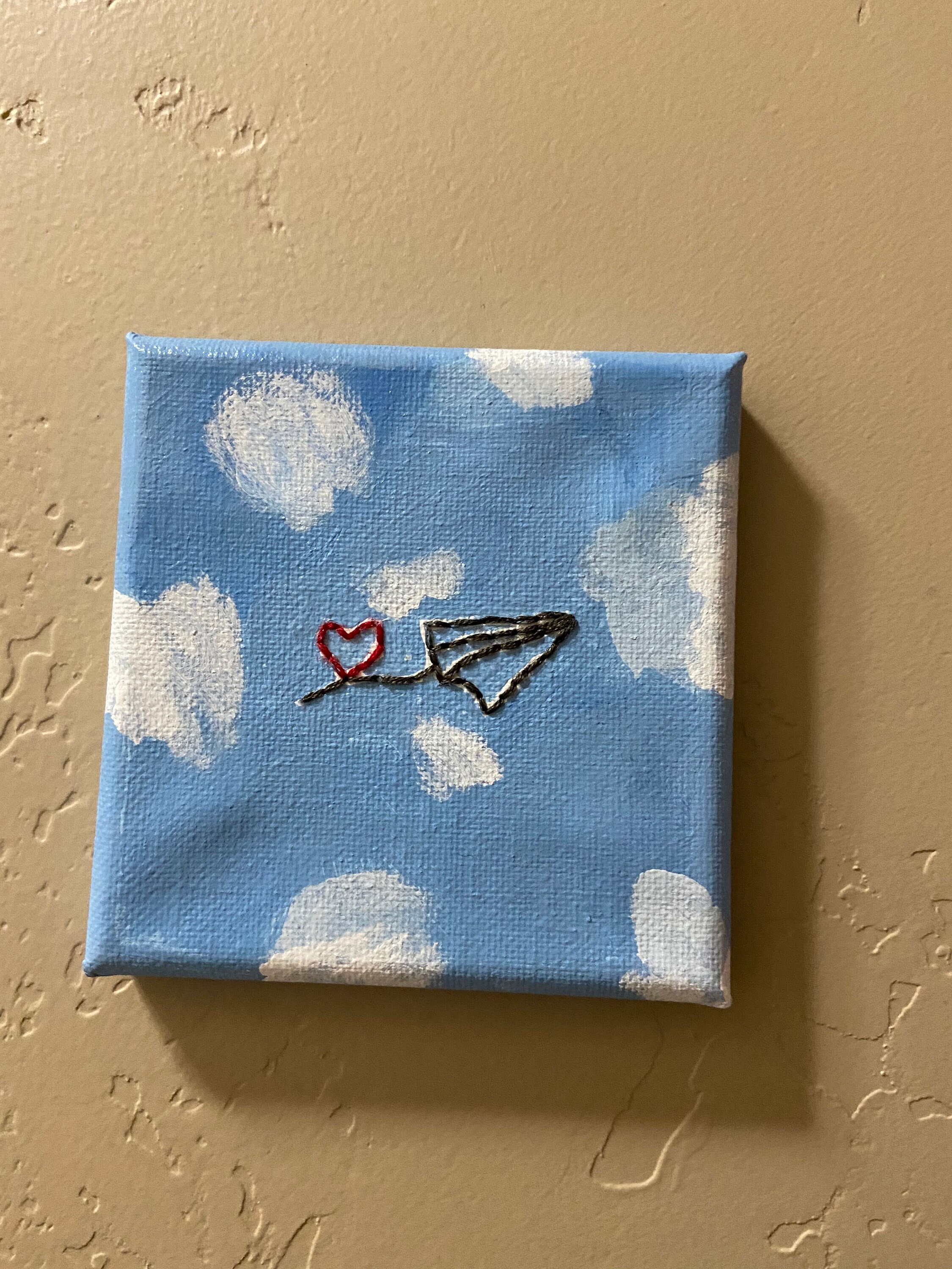 Hand embroidered canvas paper airplane heart etsy Hand embroidered canvas paper airplane heart etsy