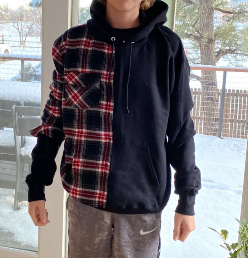 flannel over black hoodie
