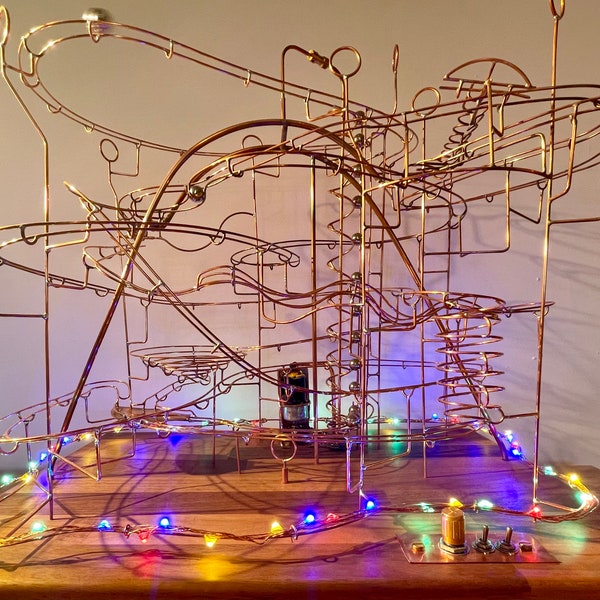 Rollende Kugel Skulptur / Marmormaschine / Kinetische Kunst / Draht RBS