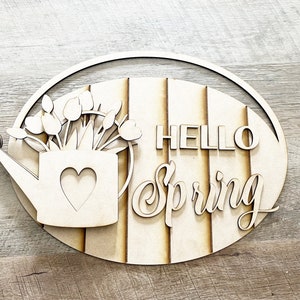 Hello Spring Floral Shiplap Sign