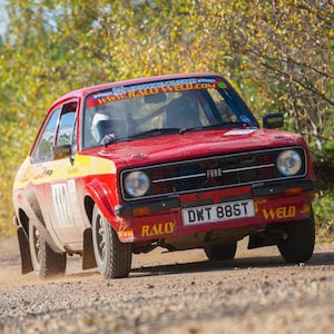 Red Ford Escort mark 2 rally car A4 glossy photograph