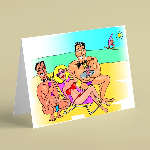 Bikini beach holiday birthday card - Beebooh cards