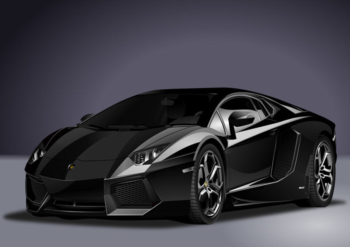Black Lamborghini Aventador - A4 Glossy Photograph - Etsy