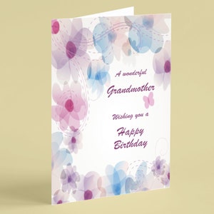 Carte d'anniversaire grand-mère jolies fleurs pastel - Cartes Beebooh