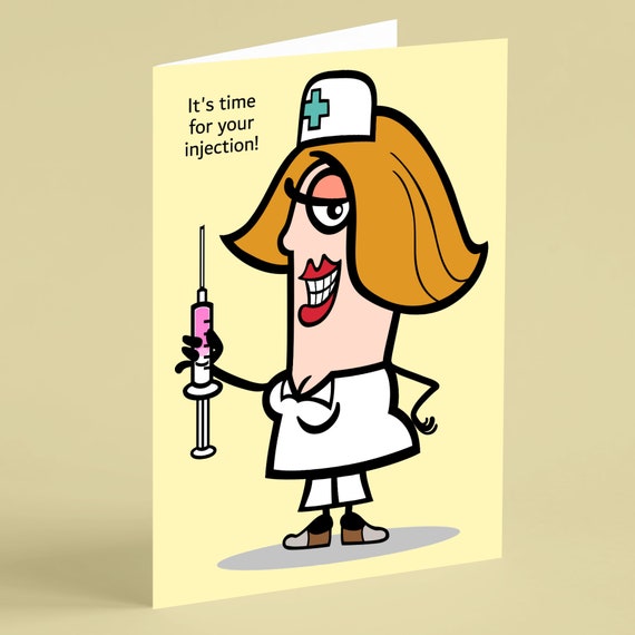 Nurse Ready to Give Injection Birthday Card humour Beebooh - Etsy Norway Nurse Ready to Give Injection Birthday Card humour Beebooh - Etsy Norway