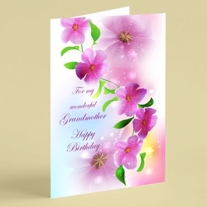 Pink floral Grandmother birthday card - Beebooh cards