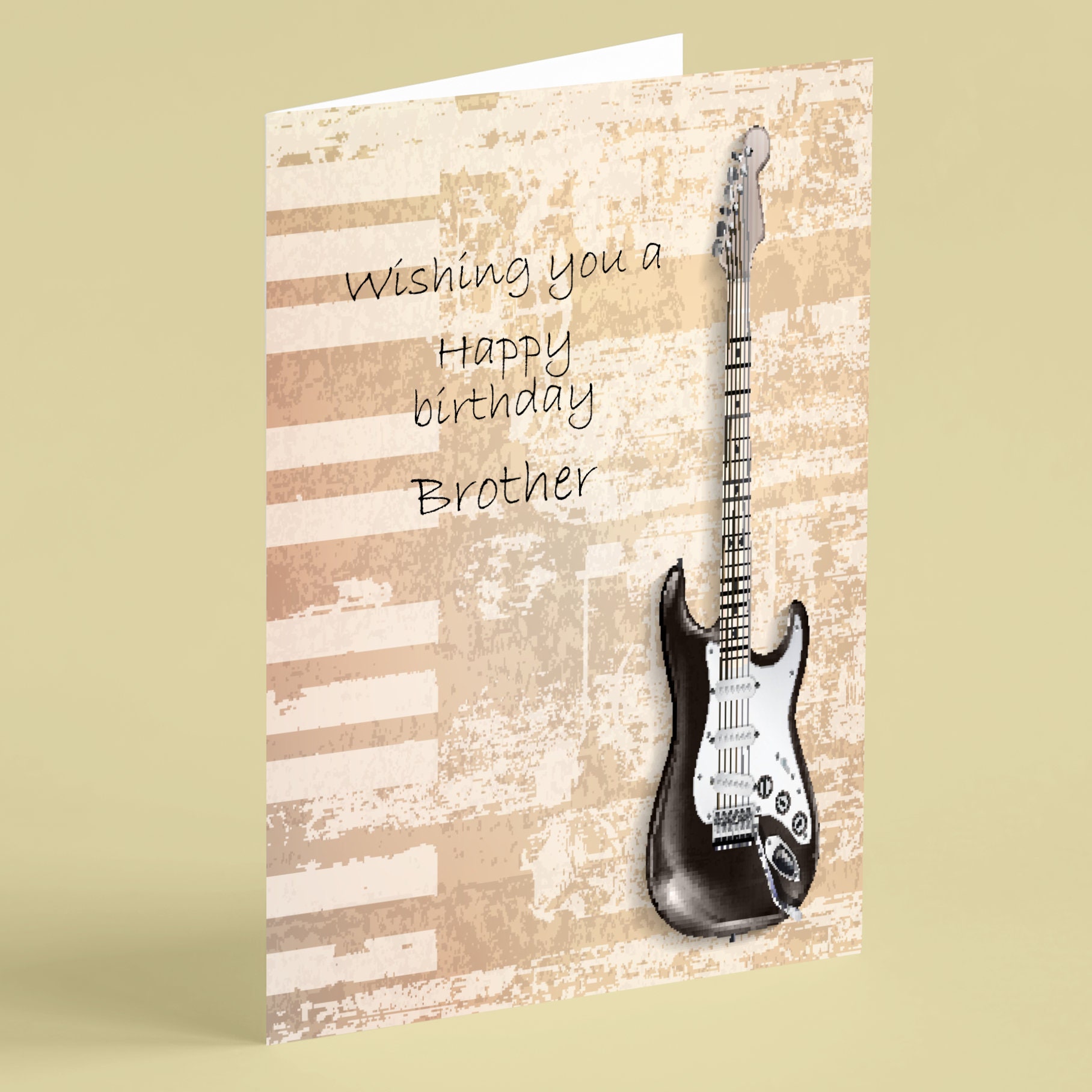 Black Guitar With Cream Background Music Brother Birthday Card - Etsy Hong  Kong